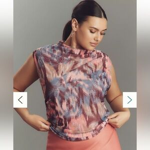 Maeve Mock-Neck Mesh Muscle Top